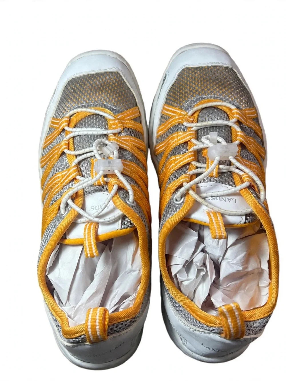Women's Lightweight Mesh Athletic Sneakers - White & Yellow